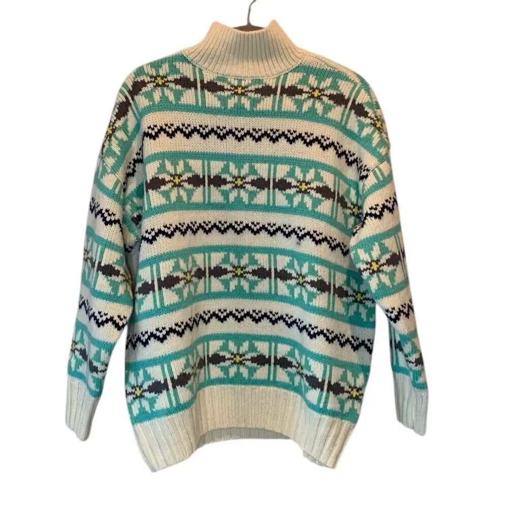 NWT American Eagle Oversized Mockneck Knit Fair Isle Floral Sweater Woman’s Size